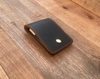 Leather Card Holder, Vertical Card Wallet for Cards and Folded Banknotes