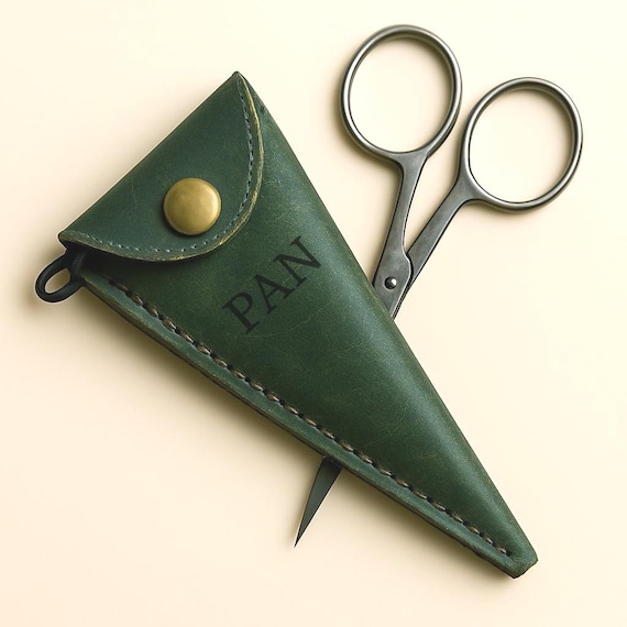 Personalized Leather Scissor Sheath: Handmade Tool Case - Crazy Horse or Buttero