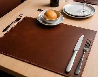 Leather Placemats & Napkin Rings and Coasters Set, Liquid Resistant Restaurant Table Sets