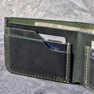 Carteira de couro feita à mão, carteira de presente masculina, carteira personalizada para dinheiro e cartão