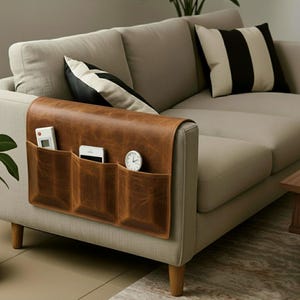 Organizzatore per braccioli in pelle per divano, portaoggetti per telecomando per riviste, tablet, giornali, portaoggetti da comodino