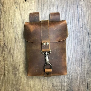Bolsa de cuero para cinturón, bolsa de cinturón resistente y vertical, bolsa para munición, bolsa para cinturón, bolsa para senderismo, bolsa sin cuero, bolsa de cuero marrón para cinturón