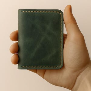 Leather Bifold Card Wallet, Front Pocket Wallet, Personalized Leather Wallet, Leather Card Holder Wallet
