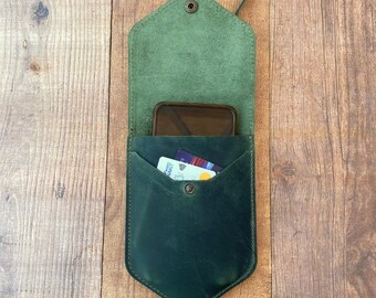 Leather Crossbody Phone Bag: Adjustable Strap, Custom Mobile Purse