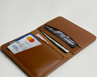 Vertical Card Wallet, Personalized Front Pocket Wallet, Black and Tan Wallet