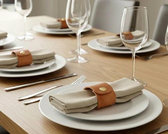 Lined Leather Napkin Ring | Handmade Snap Closure Dining Table Accessory