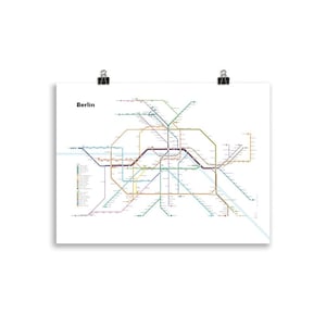 Affiche du plan S-Bahn/U-Bahn de Berlin (fond clair) | Design minimaliste | Poster réseau de transports | Décoration murale | Art Allemagne