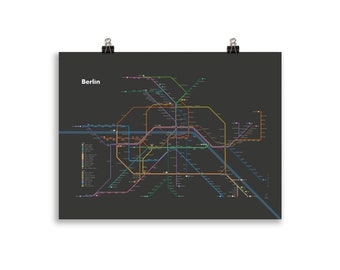 Berlin S-Bahn/U-Bahn Map Poster (dark background) | Minimalist Design | Transit Subway Print | Germany Wall Art