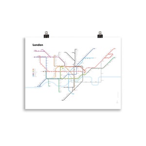 Poster della mappa della metropolitana di Londra (sfondo chiaro) | Design minimalista | Rete di trasporto postale | Decorazione murale | inghilterra arte