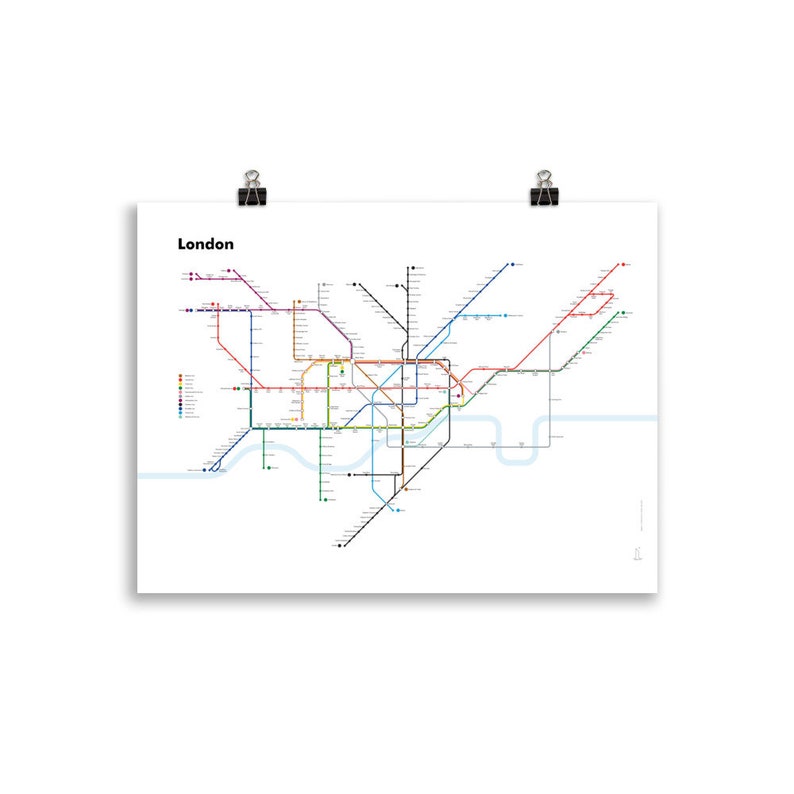 London Underground Map Poster white Background Minimalist Design