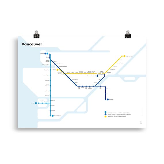 Vancouver Skytrain Map Poster white Background Minimalist Etsy