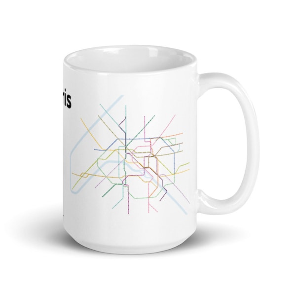 Plan du Métro de Paris | Tasse minimaliste de carte de réseau de transports