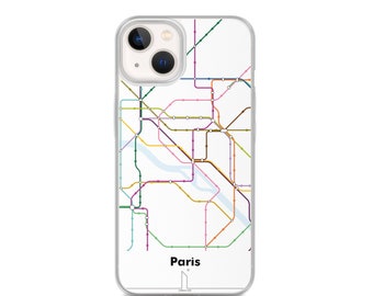 Mapa metra w Paryżu | Minimalistyczne etui na iPhone'a z mapą sieci transportowej