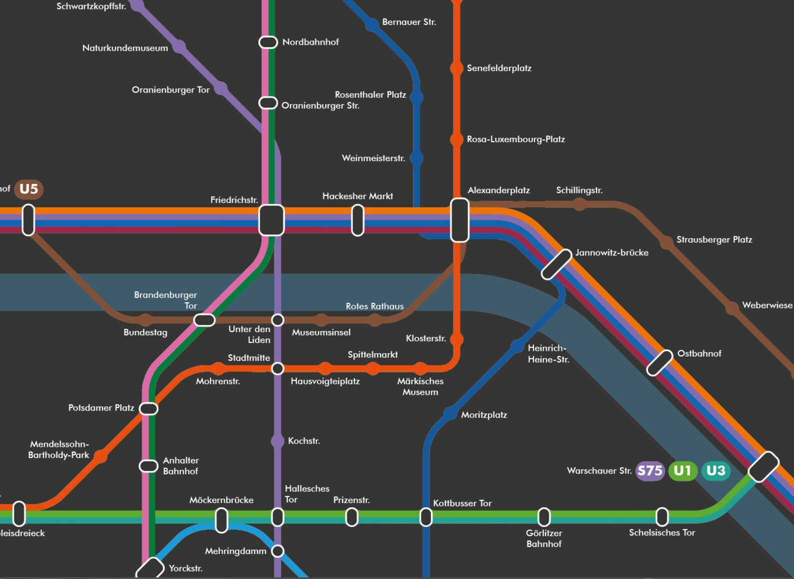 Berlin S-bahn/u-bahn Map Poster dark Background Minimalist Design ...