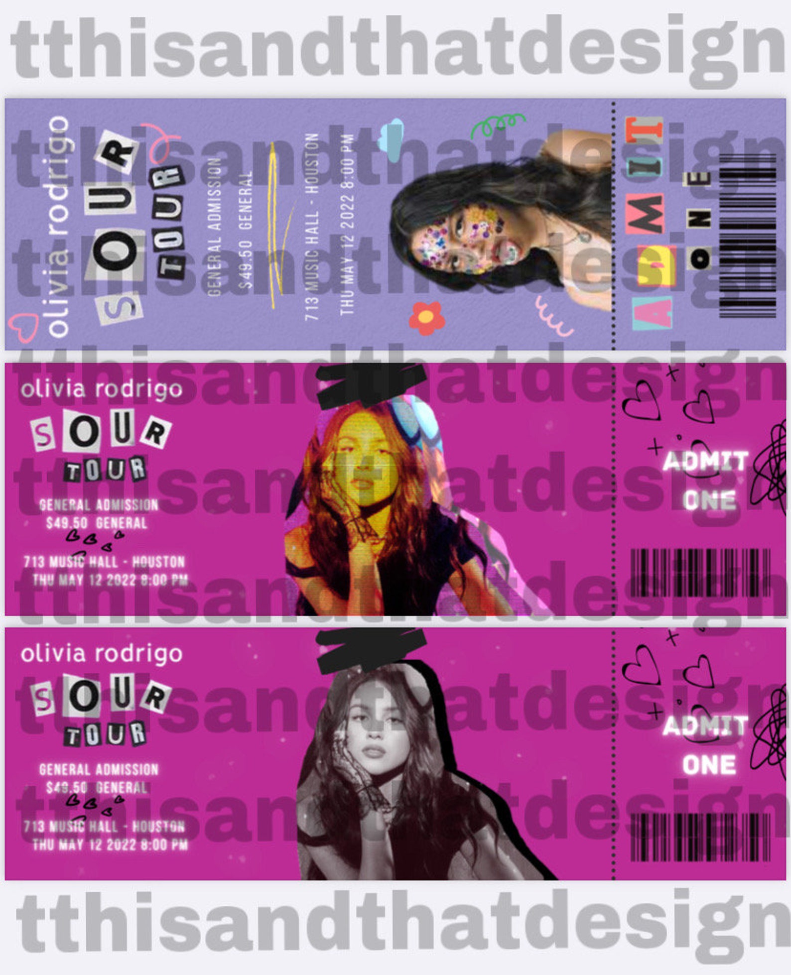 Olivia Rodrigo Concert Ticket Scrapbook Bullet Journal Visual Etsy