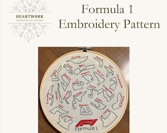 Formula 1 Embroidery PATTERN | PDF Embroidery Pattern | F1 | racing embroidery pattern