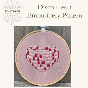 Disco Heart PATTERN  | disco ball embroidery | valentine embroidery | metallic embroidery