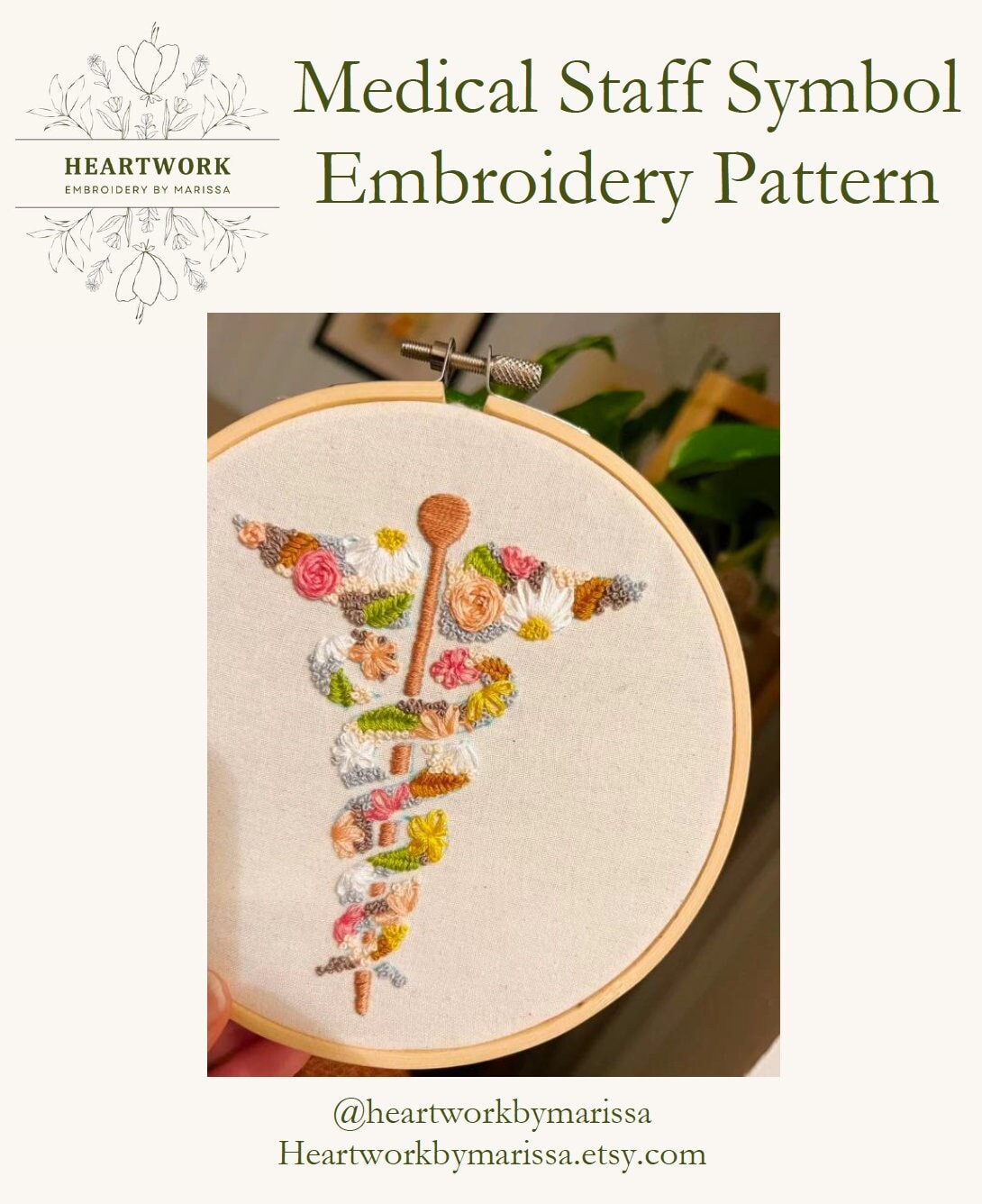 Medical Staff symbol embroidery PATTERN  | medical embroidery | medical student embroidery | nursing student embroidery