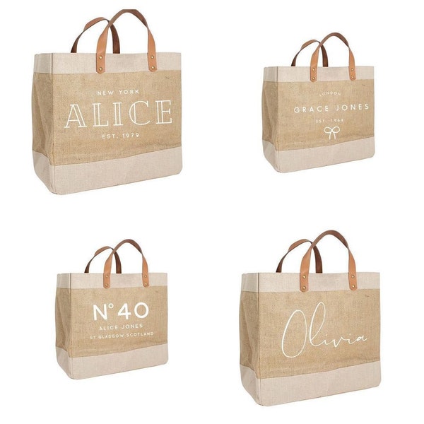Tote Bag Initial Tote Bags | Personalized Burlap Beach Bags | Fine Quality Jute Tote Bag | Beach Bag |  Burlap Bag - Christmas Bag