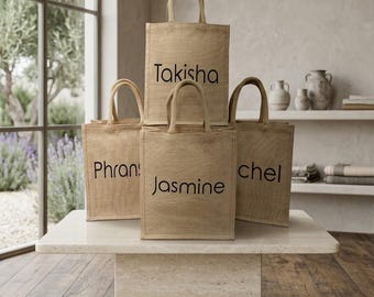 Personalized Jute Tote Bag: Small Burlap Lunch Bag, Custom Printed Shopping