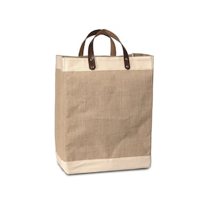 Jute tassen bruidsmeisje met leren handvat | Jute strandtas | Jute tas | Huwelijkscadeauzakjes | Handgemaakte jute jute tas | Jute draagtas