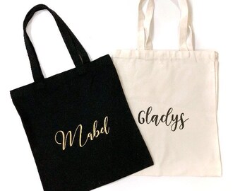 Shopping Bag Personalized Cotton Bag Cloth Bag | Beach Bag | Reusable Organic Canvas Tote Bag | Bridesmaid Bag | Bachelorette Party Gift Bag