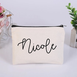 Personalized Canvas Cosmetic Bag, Make Up Bag for Her, Cosmetic Pouch, Pencil Case, Fine Quality Zipper Cosmetic Bag, Gift Bag for Bride