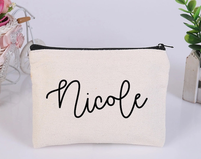 Personalized Canvas Cosmetic Bag, Bridesmaid Gift