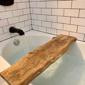 luxury/Hand made/Maple/bathtub tray/wood/live edge/Bath caddy/custom size/ walnut/housewarming gift/valentines day/closing gift/wedding gift image 4