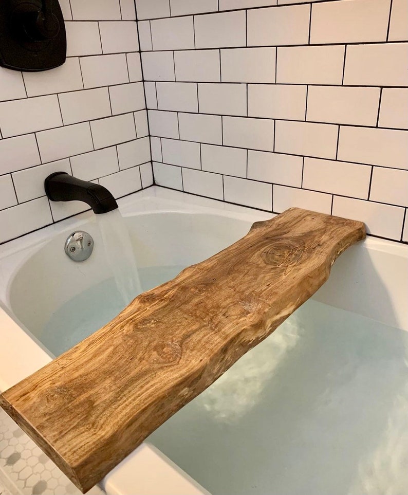 luxury/Hand made/Maple/bathtub tray/wood/live edge/Bath caddy/custom size/ walnut/housewarming gift/valentines day/closing gift/wedding gift image 4