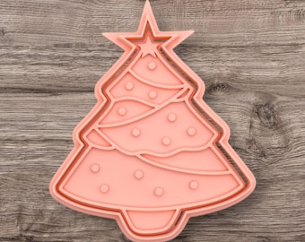 Sello y cortador de fondant con forma de árbol de Navidad