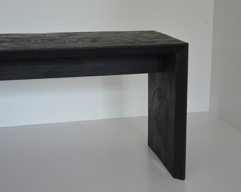 Black bench, oak with dovetails and bevel, TV bench, scorched black!