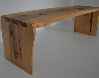 Beautiful dovetailed bench, in alder with live edge and dramatic core figuring!