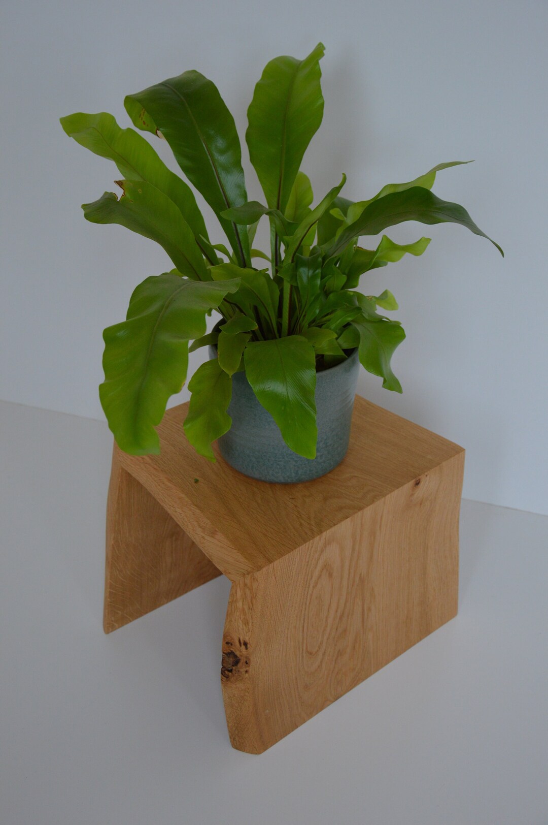 Small Oak Plant Stand With Live Edge Small Step, Side Table, Plant