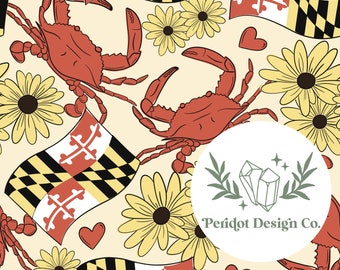 Maryland Crabs State Flag Seamless File for Personal and Commercial Use (File #1050)