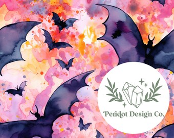Watercolor Bats Seamless File for Personal and Commercial Use (File #1054)