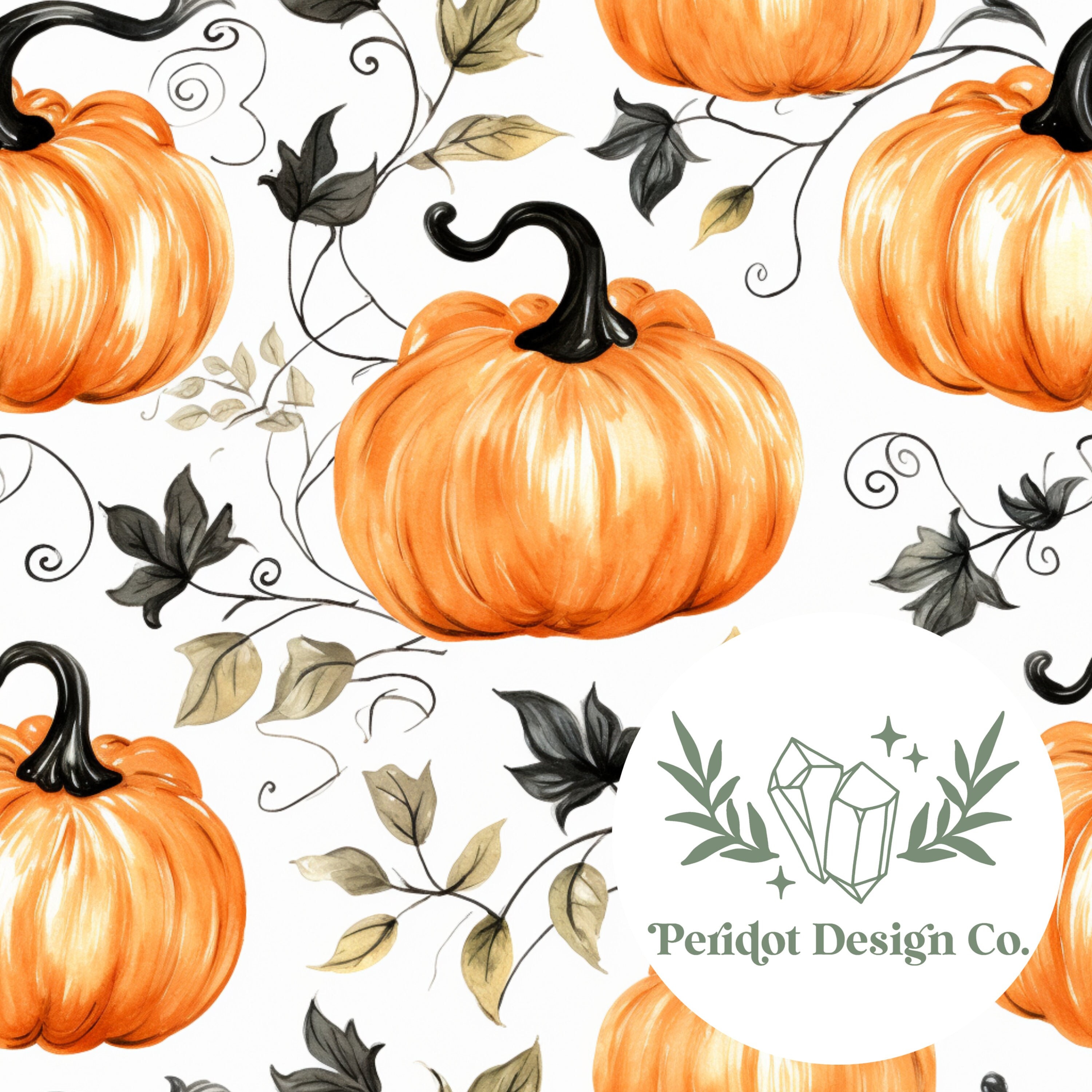 Black and Orange Chinoiserie Pumpkins Seamless File for Personal and Commercial Use (File #1065)