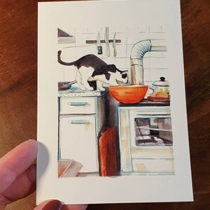 Postkarte 10cmx 14cm Diebische Katze