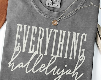 Distressed Retro Christian PNG l Everything Hallelujah PNG Bundle l Black and Cream Faith Print l Worship Tee l Trendy Christian Sublimation