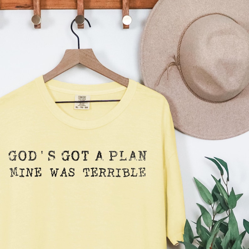 Christian Humor Shirt Design l Trust God's Plan PNG l Faith Based Graphic Tee l Bible Verse Aesthetic l Church Girl PNG image 5