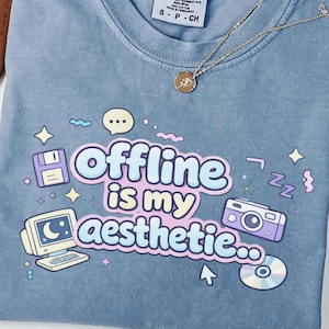 Offline Is My Aesthetic PNG | Funny Y2K Quote Design | Retro Digital Download for Shirts | Cozy Internet Nostalgia Sublimation File