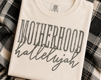 Distressed Retro Motherhood PNG Bundle l Everything Hallelujah l Black and Cream Mom Print l Mama Tee Design l Trendy Christian Sublimation