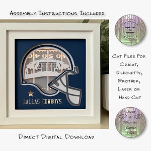 Papier découpé Shadow Box 3D Lightbox SVG PNG Stade AT&T Football américain Cricut Silhouette découpé au laser en couches cartes coupe des fichiers à la main