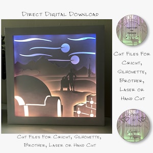 Papier découpé Shadow Box 3D Lightbox SVG PNG Star Cricut Silhouette découpé au laser en couches carte coupe fichiers
