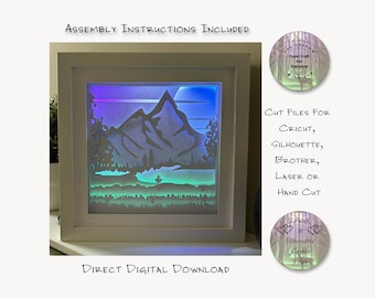 Fishing Shadow Box 3D Lightbox, Layered Paper Cut Files (Digital Download)