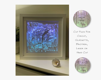 Turtle Seascape Shadow Box SVG, 3D Paper Cut Lightbox (Digital Download)