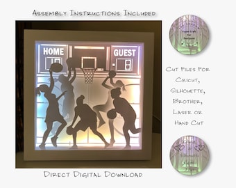 Basketball Paper Cut Shadow Box Lightbox SVG (Digital Download)