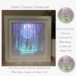 Papier découpé Shadow Box 3D Lightbox SVG PNG Winnie l'ourson Cricut Silhouette découpé au laser en couches carte coupe fichiers
