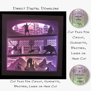 Papier découpé Shadow Box 3D Lightbox SVG PNG Star Cricut Silhouette découpé au laser en couches carte coupe fichiers