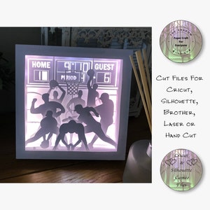 Papier découpé Shadow Box 3D Lightbox SVG PNG Sports mixtes Silhouette Cricut découpé au laser en couches cartes coupe fichiers